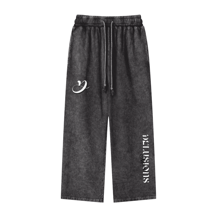 Acid Wash Straight Leg Trousers - 360 GSM