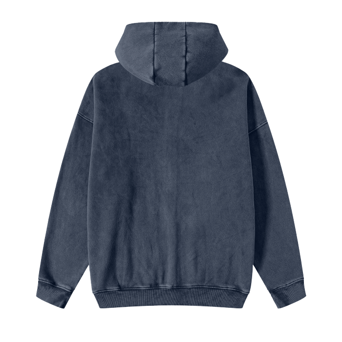 Streetwear Acid Washed Zip Fleece Hoodie Jacket - 360 GMS