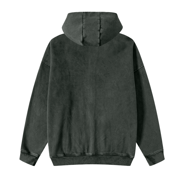 Streetwear Acid Washed Zip Fleece Hoodie Jacket - 360 GMS