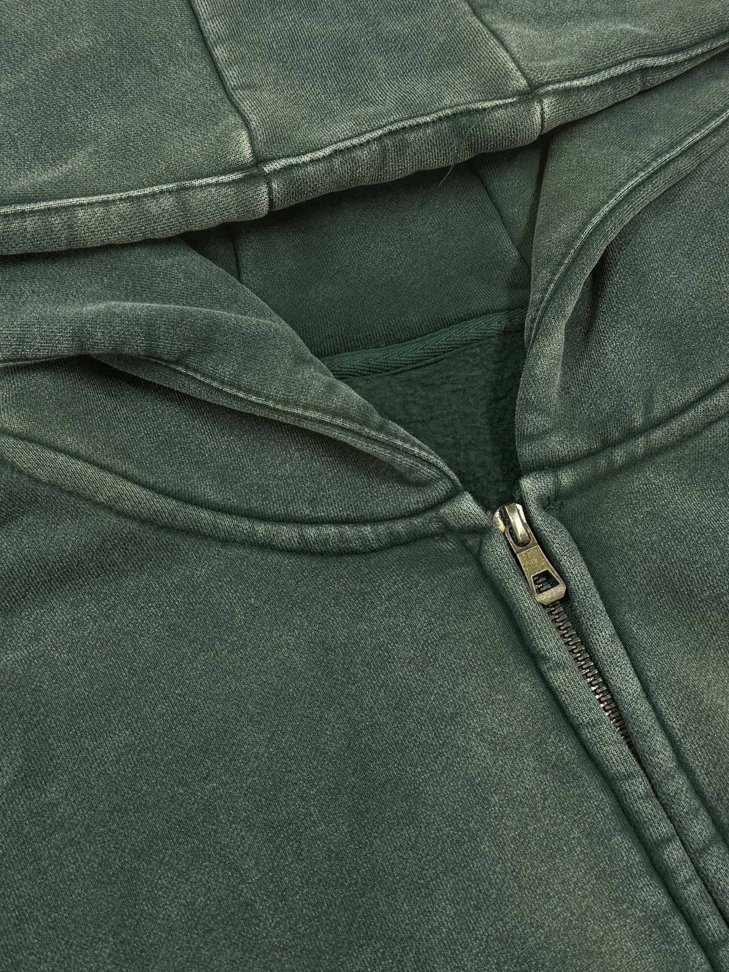 Streetwear Acid Washed Zip Fleece Hoodie Jacket - 360 GMS