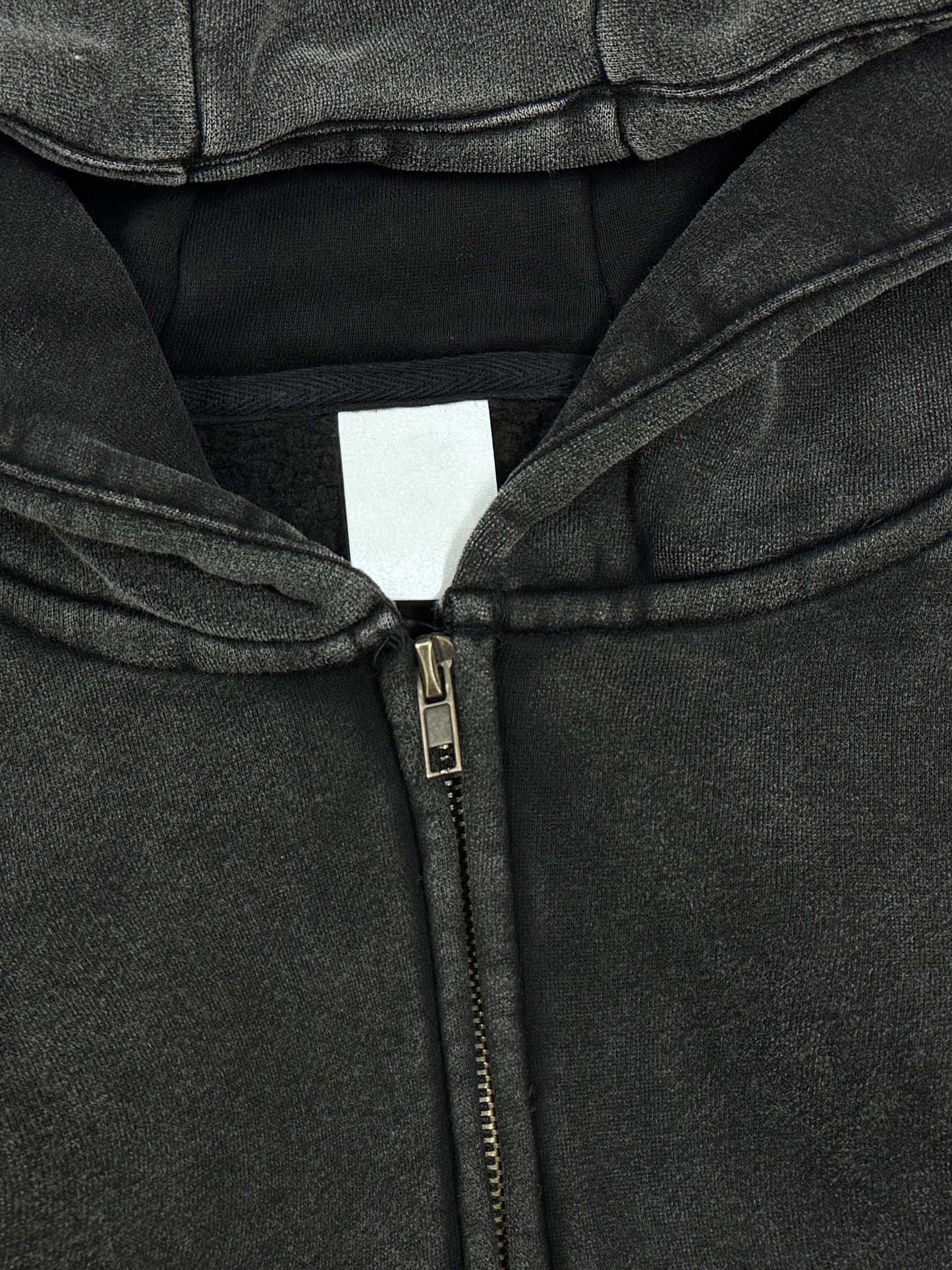 Streetwear Acid Washed Zip Fleece Hoodie Jacket - 360 GMS
