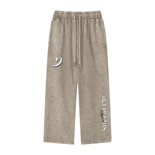 Acid Wash Straight Leg Trousers - 360 GSM